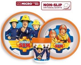 Pompierul Sam set de masă antiderapant, set din plastic micro