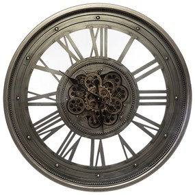 Ceas de perete rotund din metal, Ø 80 cm, mecanism vizibil