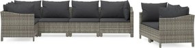 vidaXL Set mobilier de grădină cu perne, 7 piese, gri, poliratan