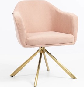 HR832 BAZĂ STEA Scaun Catifea Reiată Premium culoare Roz prăfuit Litchi cu Bază Aurie