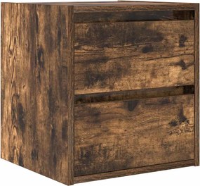 vidaXL Noptiera montata pe perete din stejar afumat 38x34x40 cm
