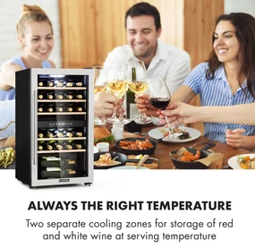 Vinamour 29D, răcitor de vinuri, 2 zone, 80 l, 29 sticle, 5 - 22 °C, control tactil