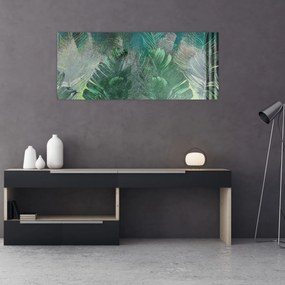 Tablou - Textura de beton cu frunze (120x50 cm)
