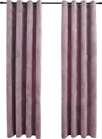 vidaXL Draperii opace cu inele, 2 buc., roz antic, 140x245 cm, catifea