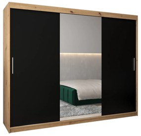 Dulap de haine 250 cm Toki 1 (stejar artisan + negru mat). 1064952
