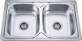 Chiuveta inox Inter Ceramic Tampico cu doua cuve fara picurator finisaj inox lucios 80x50 cm