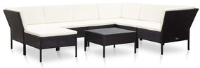 48952 vidaXL Set mobilier de grădină cu perne, 8 piese, negru, poliratan