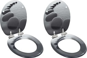 vidaXL Capace WC cu închidere silențioasă, 2 buc., MDF, design pietre