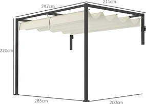 Outsunny Pergolă 3 x 4m Montată pe Perete, Pergolă Metalică cu Acoperiș Retractabil pentru Grătar, Grădină, Terasă, Deck | Aosom Romania