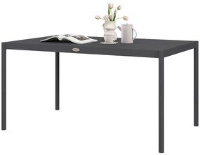 Outsunny Masă de grădină rectangulară pentru 6 persoane din aluminiu platou din plăci dim. 145L x 90l x 74H cm gri | Aosom Romania