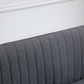 HOMCOM Canapea 2 Locuri Compacta Tesatura si Picioare din Lemn Casa si Birou Gri