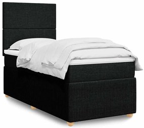 vidaXL Pat box spring cu saltea, negru, 100x200 cm, textil