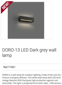 Aplica LED de exterior ambientala design modern IP65 DORO-13 gri inchis