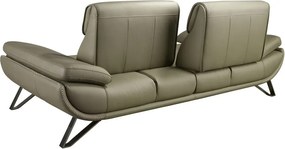 Canapea 3 locuri, tapitata cu piele naturala, spatar rabatabil Verde masliniu