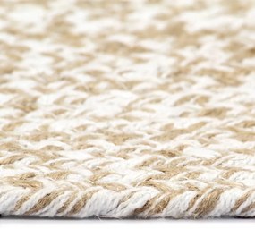 Covor manual, alb si maro, 240 cm, iuta