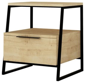 Noptieră în culoare naturală cu rafturi Pal – Kalune Design