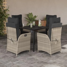 3213285 vidaXL Set mobilier de grădină cu perne, 5 piese gri deschis poliratan