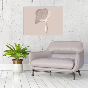 Tablou pe sticlă - Frunze bej N⁰4 (70x50 cm)