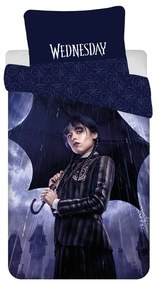 Lenjerie de pat pentru copii albastru-închis din bumbac pentru pat de o persoană 140x200 cm Wednesday "Rain" – Jerry Fabrics