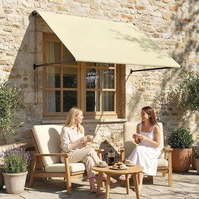Outsunny Copertină retractabilă manuală înclinare reglabilă 150 x 116 cm protecție UV aluminiu poliester crem | Aosom Romania