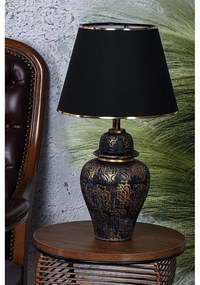 Veioză neagră-aurie cu abajur textil (înălțime 54 cm) Derin – Opviq lights