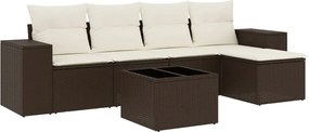 vidaXL Set canapele de grădină cu perne, 6 piese, maro, poliratan