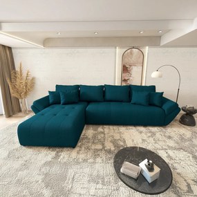 Colțar extensibil dumonde cu ladă de depozitare si sezut confortabil din spuma high-density, Berlin XL Enjoy Petrol 350x185 cm