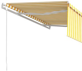 Copertina retractabila automat cu stor, galbenalb, 4x3 m Galben si alb, 4 x 3 m