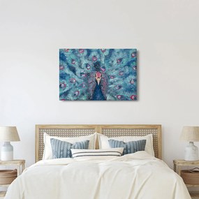 Tablou cu păun pictat (90x60 cm)