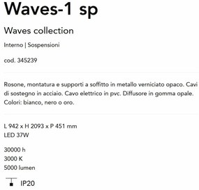 Lustra LED suspendata Waves-1 sp alba