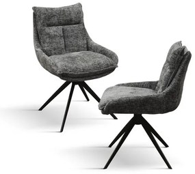 PAZZO DESIGN Set de 2 scaune Biagio Gri cu tapițerie din material textil și picioare metalice | Aosom Romania
