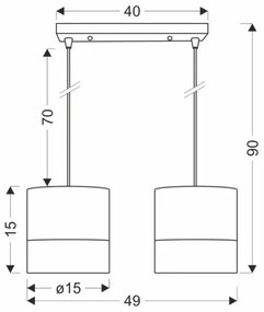 Lustră pe cablu BIANCO 2xE27/40W/230V alb/maro