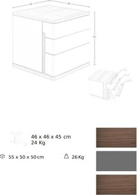 Noptiera cu 3 sertare furnir din lemn de nuc si MDF lacuit, Anna