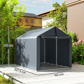 Outsunny Garaj Motociclete pentru Exterior 1,6x2,2m, Tenta Garaj cu Acoperire Impermeabilă, Ușă cu Fermoar, pentru Biciclete și Unelte din Oțel Zincat, Gri | Aosom Romania