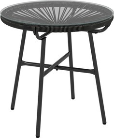 Outsunny Masă de grădină stil Boho - Masă laterală outdoor, PE-Rattan, sticlă securizată, rezistentă la intemperii, 50 cm x 50 cm x 50 cm, Schwarz | Aosom Romania