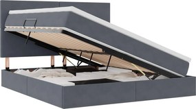 vidaXL Pat cu saltea și spațiu de depozitare Gri închis 180 x 200 cm