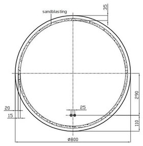 Oglinda rotunda 80 cm cu iluminare LED si dezaburire, Fluminia, Ando 800 mm