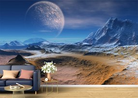 Tapet Premium Canvas - Desertul si luna abstract