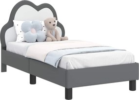 vidaXL Cadru de pat pentru copii cu spătar Gri deschis 70 x 140 cm PU