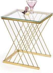 Masuta cafea NANCY, transparent/auriu, sticla/otel, 45x39x52 cm