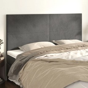 vidaXL Tăblii de pat, 4 buc, gri închis, 80x5x78/88 cm, catifea