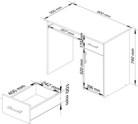Masă PC Padma (stejar sonoma + alb). 1068863