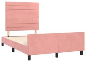 3270589 vidaXL Cadru de pat cu tăblie, roz, 120x190 cm, catifea