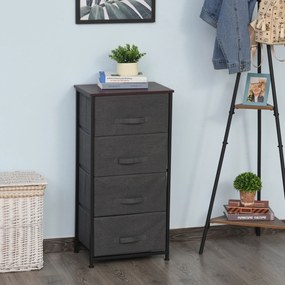 HOMCOM Comoda din Material Textil Mobila de Depozitare 4 sertare sifonier dim. 45L x 30l x 92H cm Cadru din metal gri | Aosom Romania