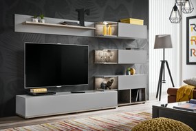 Zondo Mobilier living ASM Seghill 28 DWPG SK (gri perlă + stejar wellington) (cu iluminat). 1024038