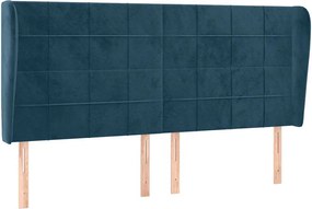 vidaXL Tăblie pat cu urechi albastru închis 163x23x118/128 cm catifea