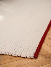 Covor roșu/bej țesut manual din lână 140x200 cm Lenu – noo.ma