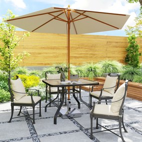 Outsunny Masă de Grădină pentru 4 Persoane cu Gaură pentru Umbrelă Ø54 mm, 96,5x96,5x70 cm, Negru | Aosom Romania