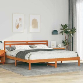 vidaXL Cadru de pat cu headboard Maro 180 x 200 cm Lemn de brad