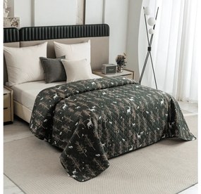Cuvertura de pat cu model OAK DEER, verde inchis Dimensiune: 220 x 240 cm